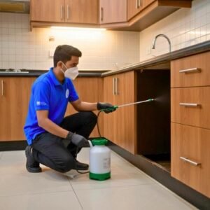 How Much Does Pest Control Cost Bangalore Homeowners? 1 Professional pest control treatment being carried out in a modern Bangalore apartment to eliminate household pests.