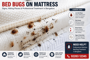 Bed bugs hiding in a mattress requiring professional bed bug treatment in Bangalore