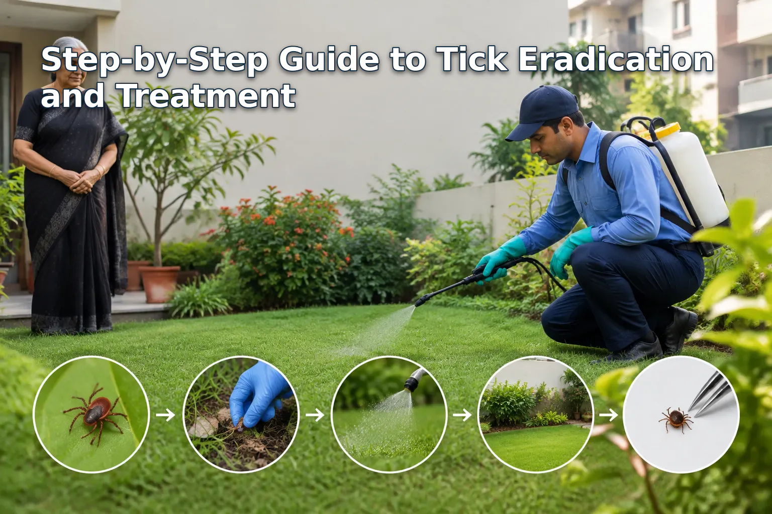 Diagram of tick eradication steps in Bangalore gardens