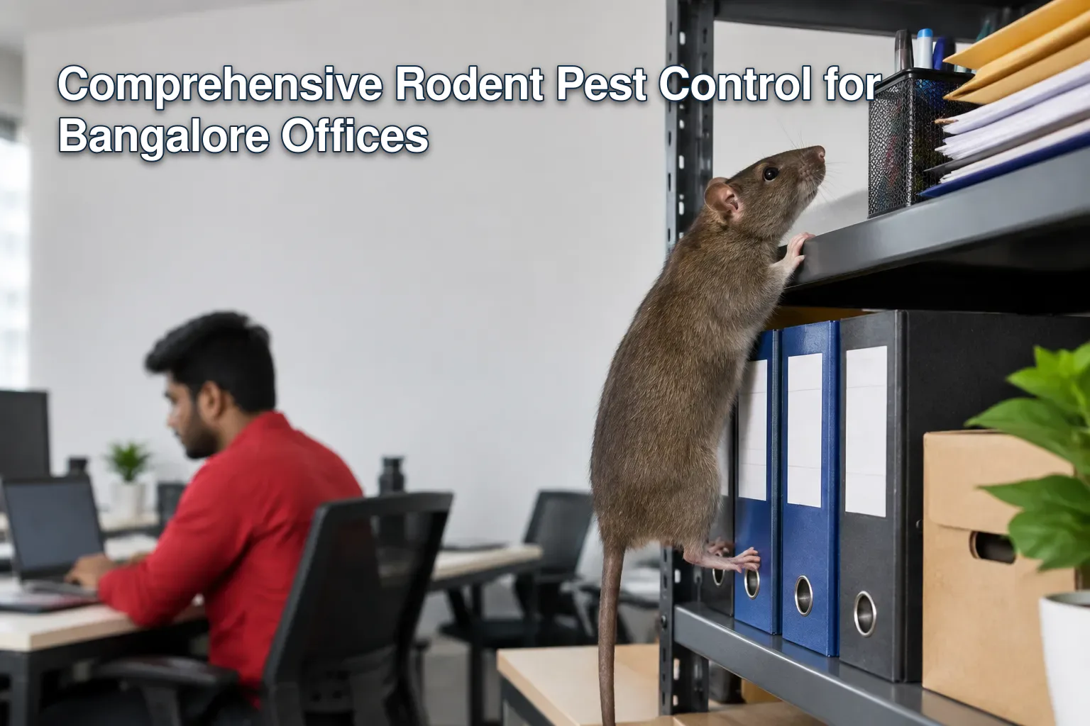 Roof rat climbing in an office