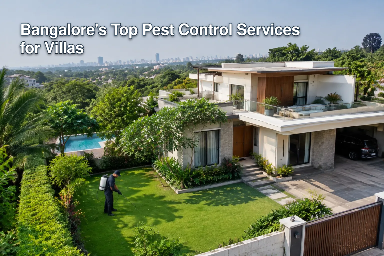 Luxury villa in Bangalore with lush surroundings