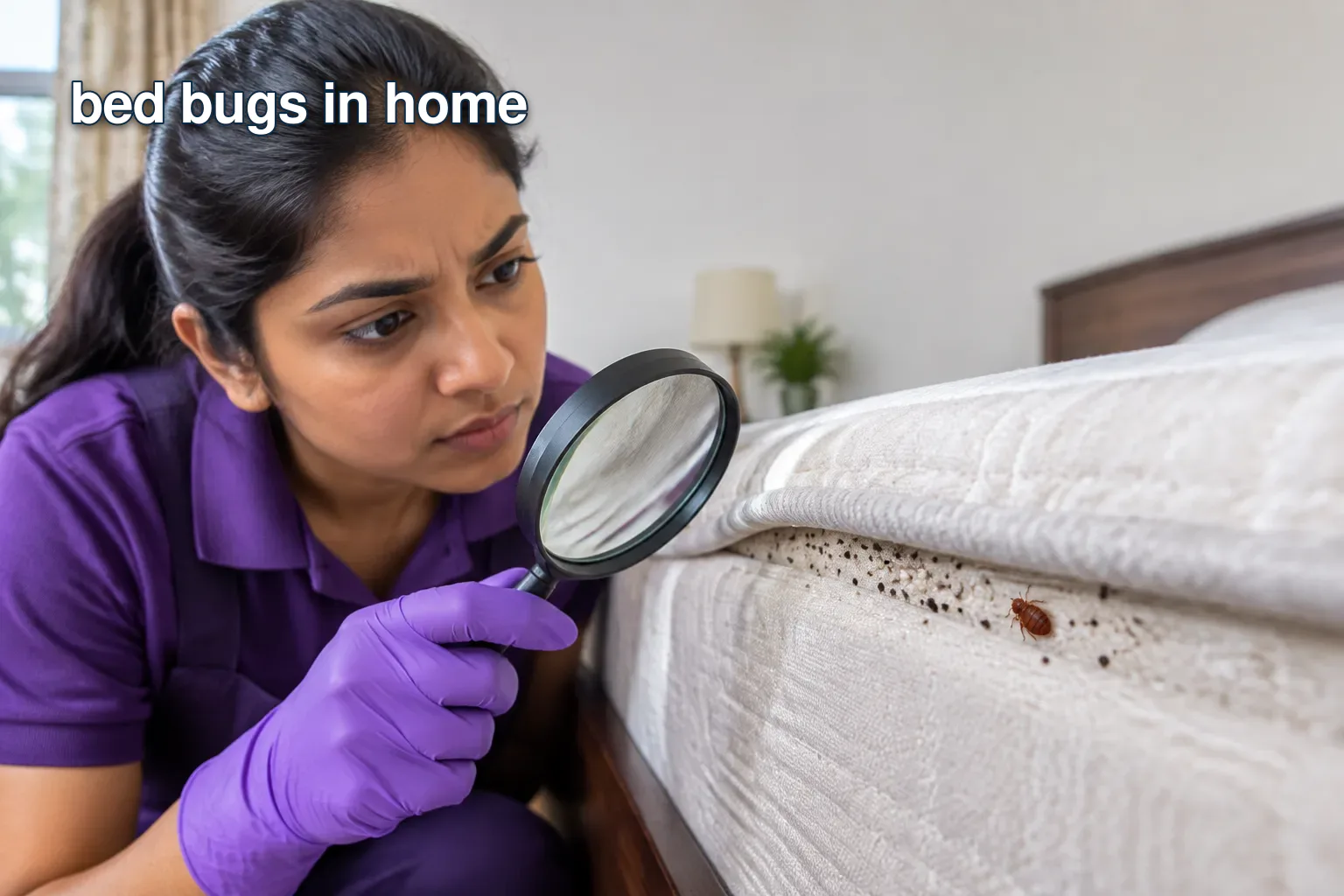 Adult bed bug and eggs on a mattress seam.