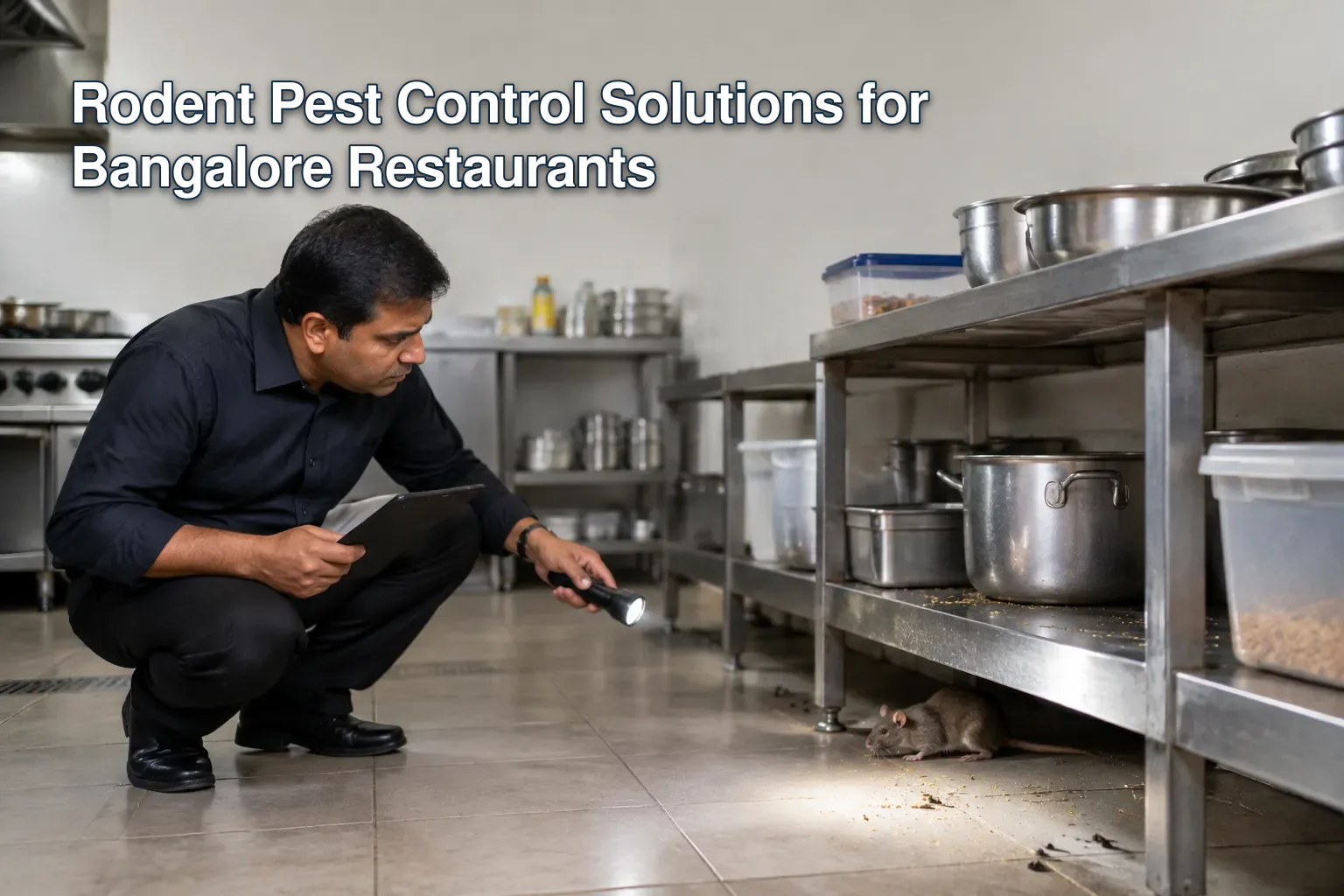 Restaurant kitchen with rodent infestation signs