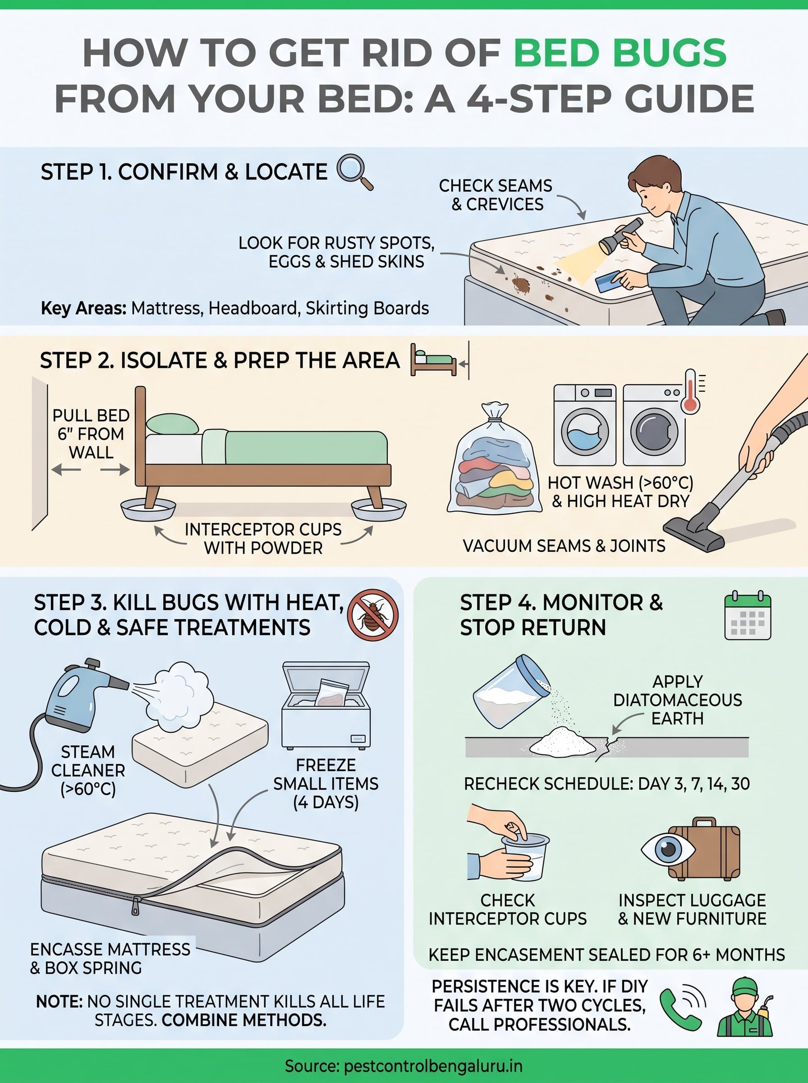 how to get rid of bed bugs from bed infographic