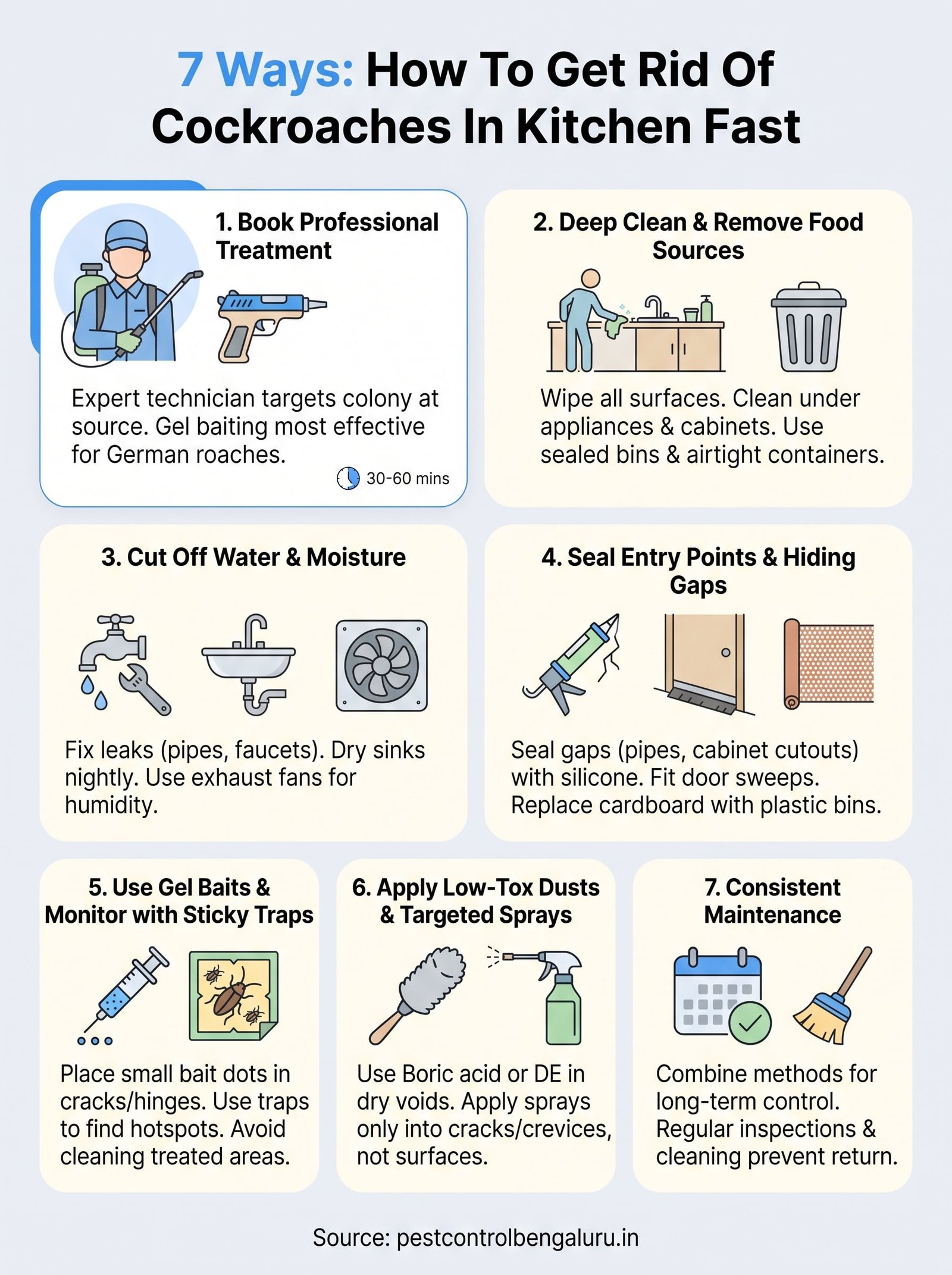 how to get rid of cockroaches in kitchen infographic