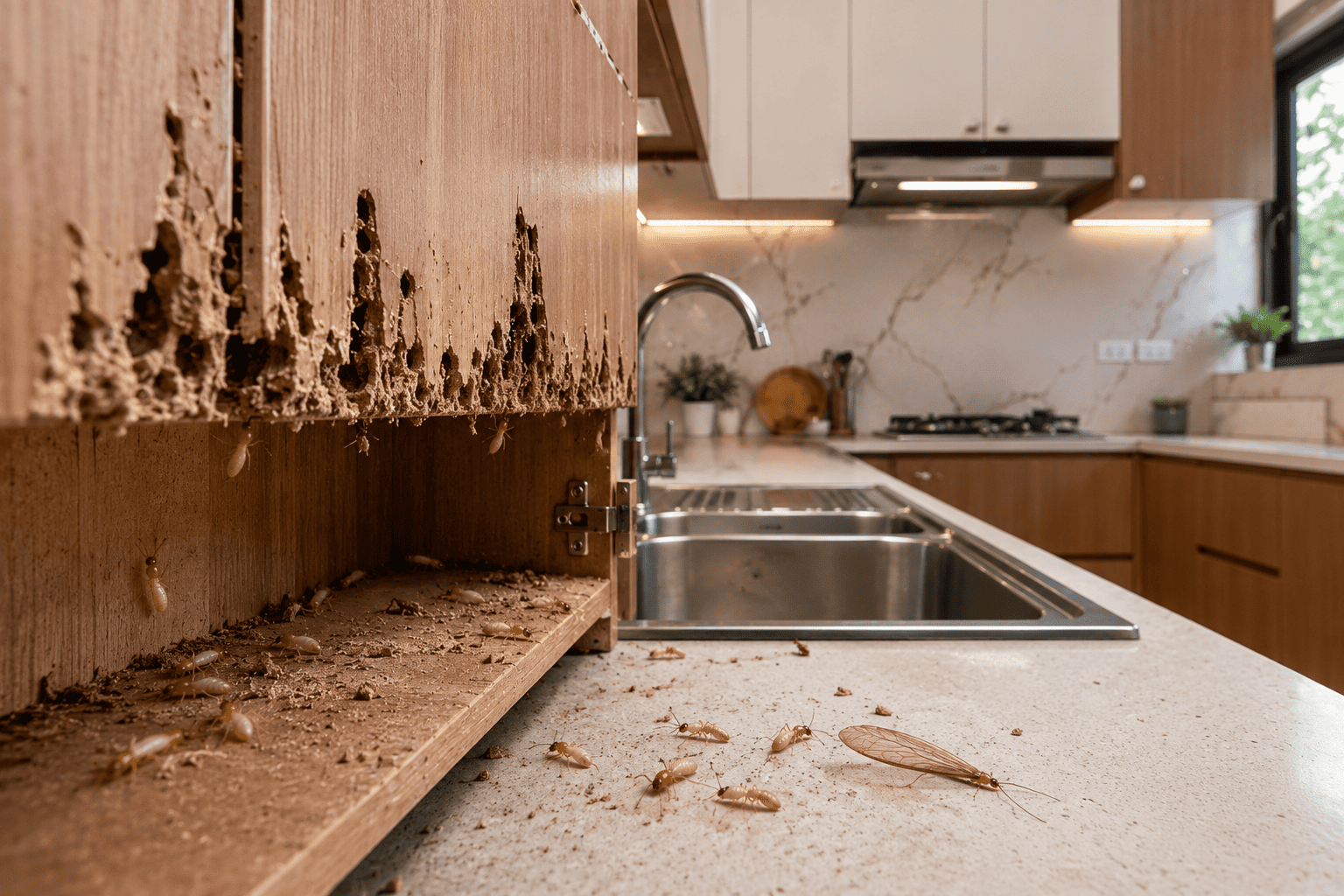 Termites in Modular Kitchen Bangalore – Signs of Kitchen Cabinet Termite Infestation